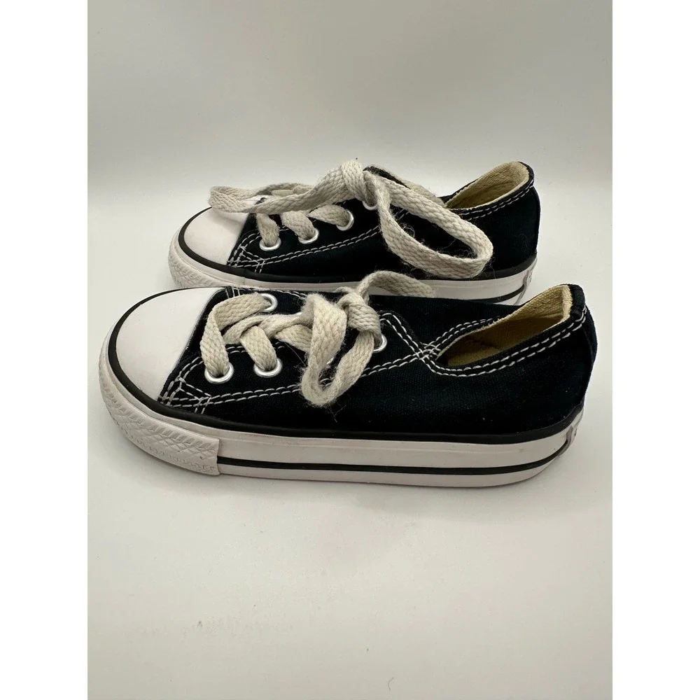 Converse All Star Toddler Sneakers Low Top Black‎ Canvas Shoes US Size 5